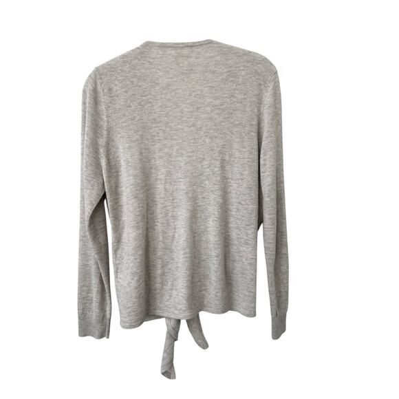 Garnet Hill Cashmere Easy Tie-Front Sweater Gray Women's M - Picture 3 of 9